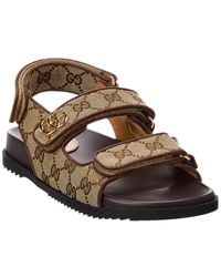 Gucci - GG Canvas & Leather Sandal - Lyst