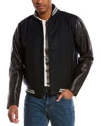 Rag & Bone - Leather-trim Wool-blend Varsity Jacket - Lyst