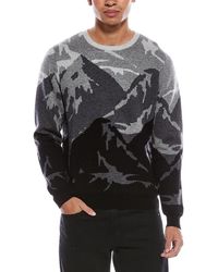 Brodie Cashmere - Graphic Mountain Wool & Cashmere-Blend Crewneck Sweater - Lyst