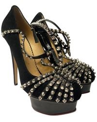Charlotte Olympia - Suede Angry Portia Studded Platform Pump, Never Worn (Authentic Pre-Loved) - Lyst