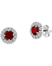 Suzy Levian - 14k 0.93 Ct. Tw. Diamond & Ruby Studs - Lyst