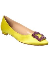 Manolo Blahnik - Hangisi Satin Flat - Lyst