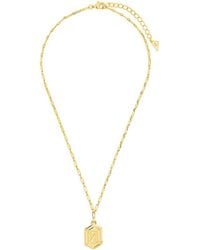 Sterling Forever - 14K Plated Hexagon Tag Initial Pendant Necklace (A-Z) - Lyst