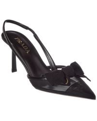 Prada - Mesh & Leather Pointy-Toe Slingback Pump - Lyst
