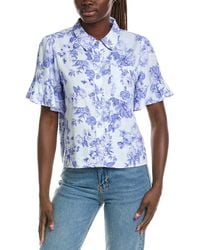 Cece - Ruff Cuff Linen-Blend Shirt - Lyst