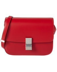 Celine Classic Medium Leather Shoulder Bag - Red