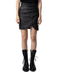 Zadig & Voltaire - Julipe Cuir Froisse Leather Skirt - Lyst