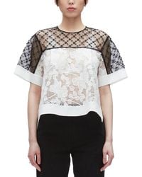 3.1 Phillip Lim - Corded Lace Organza Short Sleeve Flounce Top - Lyst