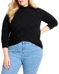 NIC+ZOE - Plus Textured Diamonds Sweater - Lyst