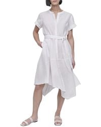 DKNY - Linen Wrap Dress - Lyst