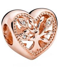 PANDORA - Moments 14K Rose Plated Cz Charm - Lyst