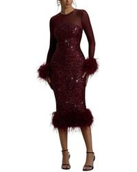 AMINA GLAM - Long Sleeve Midi Dress - Lyst