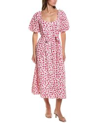 Cece - Puff Sleeve Sweetheart Neck Midi Dress - Lyst