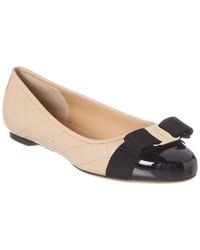 Ferragamo - Varina Quilted Patent Ballet Flat - Lyst