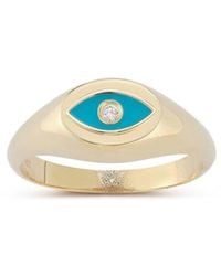 Ember Fine Jewelry - 14k 0.02 Ct. Tw. Diamond Evil Eye Signet Ring - Lyst