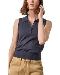 Lilla P - Sleeveless Linen-Blend Polo Sweater - Lyst