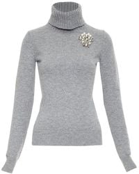 McQueen - Cashmere Crystal Embellished Brooch Sweater, Size Int (Authentic Pre-Loved) - Lyst