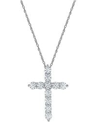 Lab Grown Diamonds - 14K 1.00 Ct. Tw. Lab-Grown Diamond Cross Pendant - Lyst