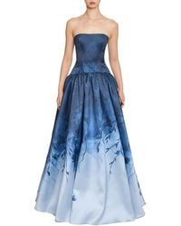 Marchesa - Floral Printed Mikado Gown - Lyst