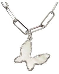 Juvell - 18K Plated Pearl Butterfly Link Necklace - Lyst