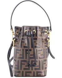 Fendi - Zucca Embossed Leather Mon Tresor Bucket Bag Mini (Authentic Pre- Loved) - Lyst