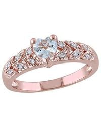 Rina Limor - Silver 0.40 Ct. Tw. Diamond & Aquamarine Heart Ring - Lyst