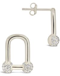 Sterling Forever - Cz Ramzee Stirrup Chain Stud Earrings - Lyst