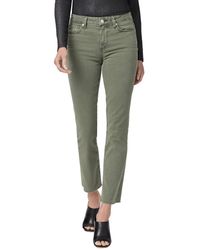 PAIGE - Cindy Vintage Brushed Olive High Rise Straight Ankle Jean - Lyst
