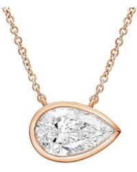 Diana M. Jewels - Diana M. 14K Rose 10.00 Ct. Tw. Lab-Grown Diamond Solitaire Bezel Pendant - Lyst