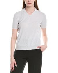 Lafayette 148 New York - V-neck Cashmere & Silk-blend Polo Sweater - Lyst