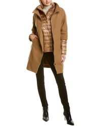 Herno Mixed Media Zip-up Wool-blend Coat - Brown