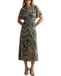 Reiss - Tabitha Animal Printed Midi Dress - Lyst