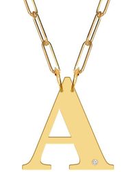Jane Basch - Block Initial & Diamond 22k Gold Over Silver Paper Clip Necklace (a-z) - Lyst