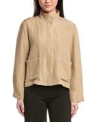 Eileen Fisher - Stand Collar Silk & Linen-Blend Jacket - Lyst