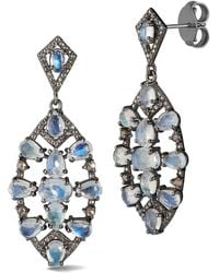 Banji Jewelry - Silver 1.10 Ct. Tw. Diamond & Lavender Quartz Drop Statement Earrings - Lyst