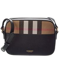 Burberry - Small Check Canvas & Leather Camera Bag - Lyst