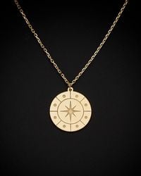 Italian Gold - 14k Compass Disc Pendant Necklace - Lyst
