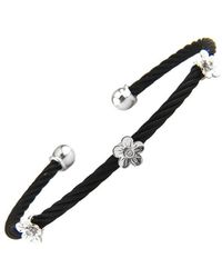 Diamond Select Cuts - Flower 14K & Stainless Steel 0.02 Ct. Tw. Diamond Bangle Bracelet - Lyst