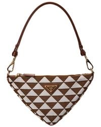 Prada - Triangle Mini Canvas & Leather Shoulder Bag - Lyst