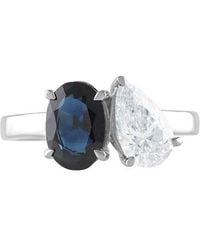 Lab Grown Diamonds - 14K 3.00 Ct. Tw. Lab-Grown Diamond & Lab-Grown Sapphire 2 Stone Solitaire Ring - Lyst