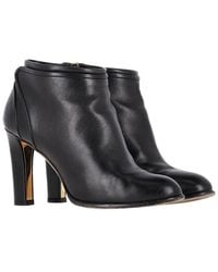Ferragamo - Leather Zipped High-Heeled Bootie (Authentic Pre-Loved) - Lyst