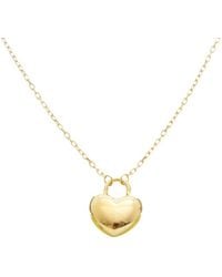 Italian Gold - 14K Puffed Heart Adjustable Length Necklace - Lyst