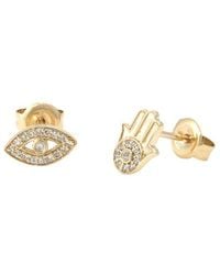Diamond Select Cuts - 14K 0.09 Ct. Tw. Diamond Hand & Eye Earrings - Lyst