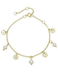Adornia - 14K Plated Freshwater Pearl And Coin Charm Bracelet - Lyst