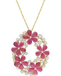 Rina Limor - 14k 12.25 Ct. Tw. Diamond & Ruby Floral Pendant - Lyst