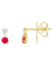 HAWLEY ST - 14K 0.43 Ct. Tw. Diamond & Ruby Stud Earrings - Lyst