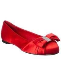 Ferragamo - Varina Satin Ballerina Flat - Lyst