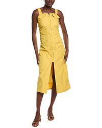 Gracia - Side Gathered Front Slit Strap Midi Dress - Lyst