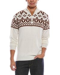 Brodie Cashmere - Fairisle Wool & Cashmere-Blend 1/4-Zip Mock Neck Sweater - Lyst