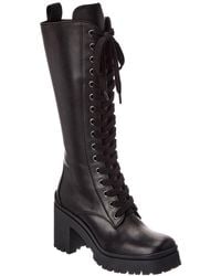 Miu Miu - Lace Up Leather Ankle Boot - Lyst